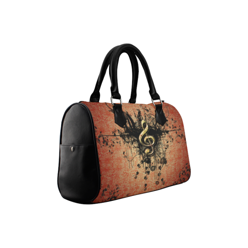 Decorative clef with floral elements and grunge Boston Handbag (Model 1621)