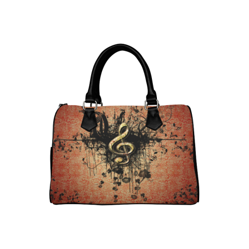 Decorative clef with floral elements and grunge Boston Handbag (Model 1621)