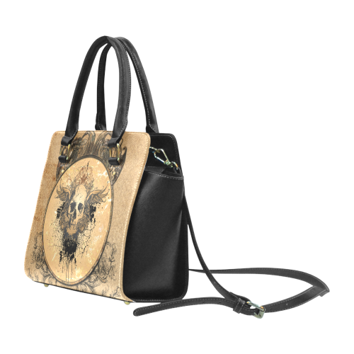 Awesome skull with wings and grunge Classic Shoulder Handbag (Model 1653)