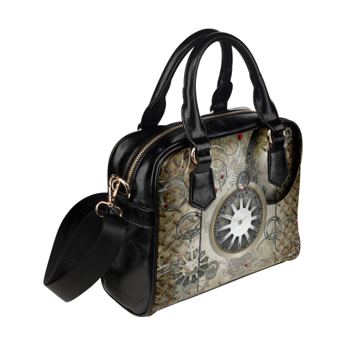 Steampunk, noble design, clocks and gears Shoulder Handbag (Model 1634)