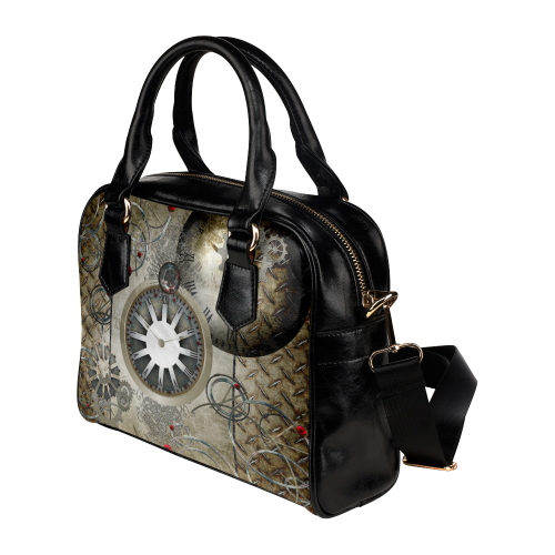 Steampunk, noble design, clocks and gears Shoulder Handbag (Model 1634)