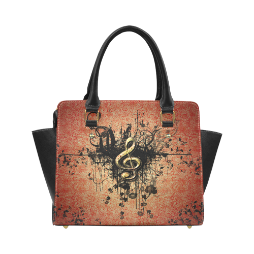 Decorative clef with floral elements and grunge Classic Shoulder Handbag (Model 1653)