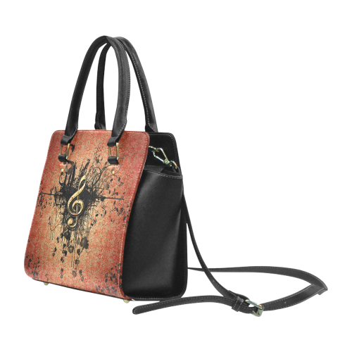 Decorative clef with floral elements and grunge Classic Shoulder Handbag (Model 1653)