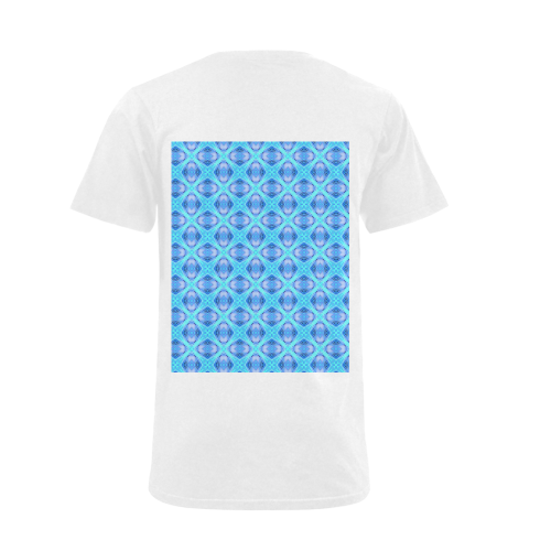 Abstract Circles Arches Lattice Aqua Blue Men's V-Neck T-shirt (USA Size) (Model T10)