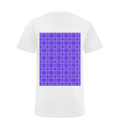 Purple Abstract Flowers, Lattice, Circle Quilt Men's V-Neck T-shirt (USA Size) (Model T10)