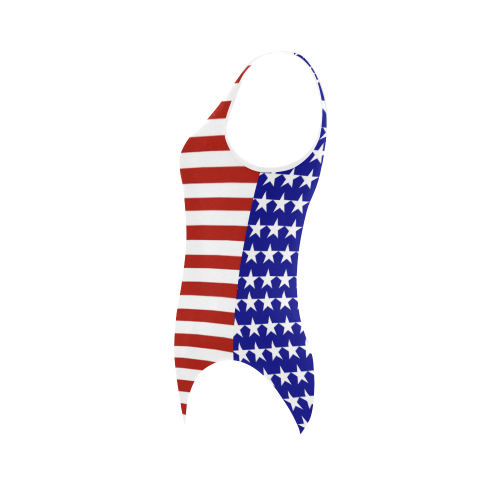 USA Patriotic Stars & Stripes Vest One Piece Swimsuit (Model S04)