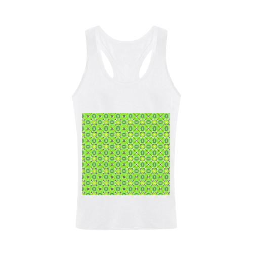 Vibrant Abstract Tropical Lime Foliage Lattice Plus-size Men's I-shaped Tank Top (Model T32)