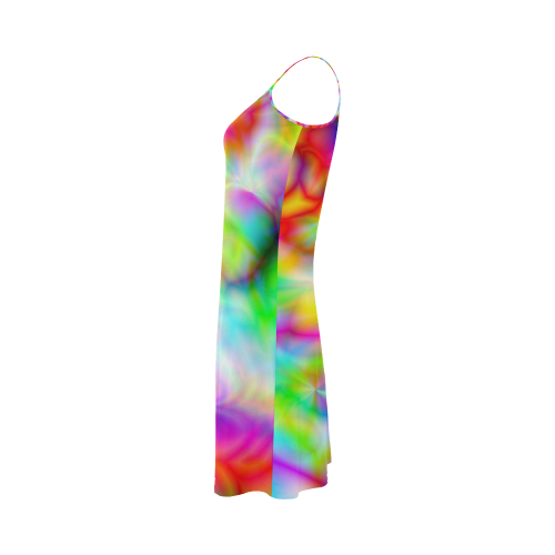 psychedelic tropical blue yellow pink pattern ZT06 Alcestis Slip Dress (Model D05)