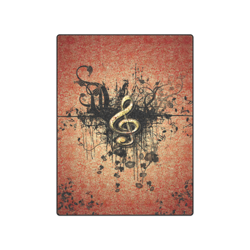 Decorative clef with floral elements and grunge Blanket 50"x60"