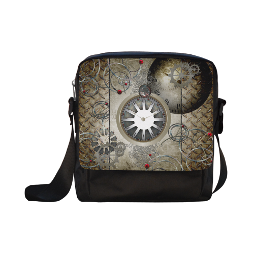 Steampunk, noble design, clocks and gears Crossbody Nylon Bags (Model 1633)