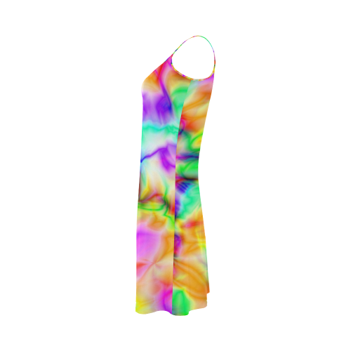 tie dye tropical colorful pattern ZT08 Alcestis Slip Dress (Model D05)