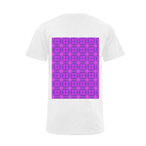 Abstract Dancing Diamonds Purple Violet Men's V-Neck T-shirt  Big Size(USA Size) (Model T10)
