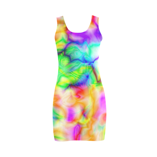 tie dye tropical colorful pattern ZT08 Medea Vest Dress (Model D06)