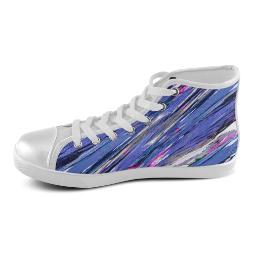 Model002 Artsadd Custom Cyan Polka Dots High Top Canvas Shoes for Men