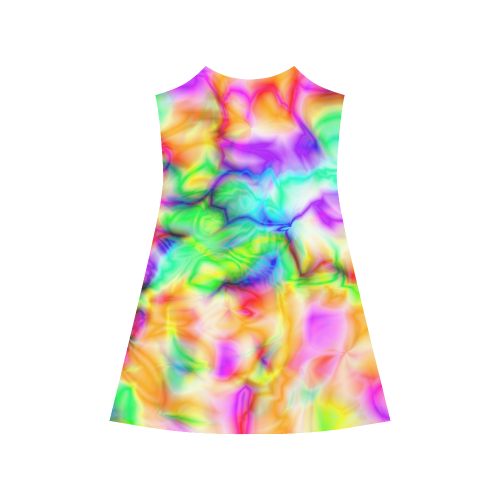 tie dye tropical colorful pattern ZT08 Alcestis Slip Dress (Model D05)