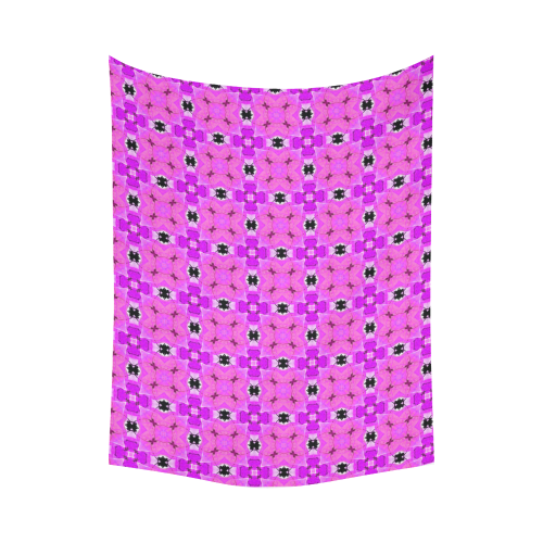 Circle Lattice of Floral Pink Violet Modern Quilt Cotton Linen Wall Tapestry 80"x 60"