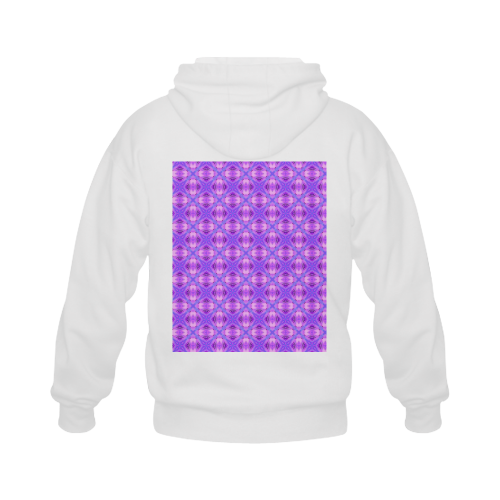 Vibrant Abstract Modern Violet Lavender Lattice Gildan Full Zip Hooded Sweatshirt (Model H02)