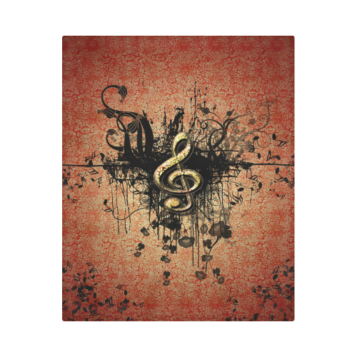 Decorative clef with floral elements and grunge Duvet Cover 86"x70" ( All-over-print)
