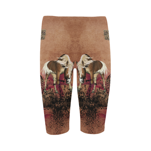 Amazing horse with flowers Hestia Cropped Leggings (Model L03)