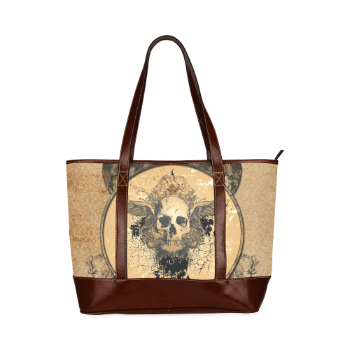 Awesome skull with wings and grunge Tote Handbag (Model 1642)
