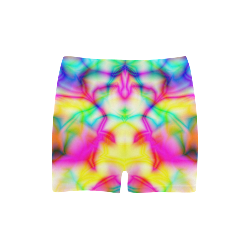 Tropical tribal tie dye yellow blue green ZT09 Briseis Skinny Shorts (Model L04)