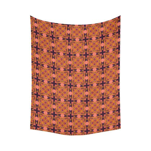 Peach Purple Abstract Moroccan Lattice Quilt Cotton Linen Wall Tapestry 80"x 60"