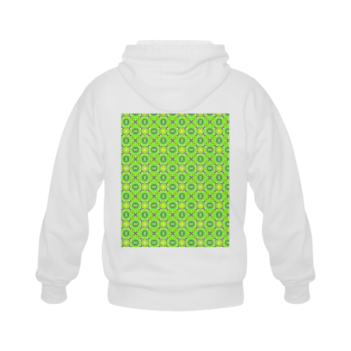 Vibrant Abstract Tropical Lime Foliage Lattice Gildan Full Zip Hooded Sweatshirt (Model H02)