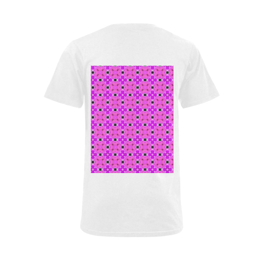Circle Lattice of Floral Pink Violet Modern Quilt Men's V-Neck T-shirt  Big Size(USA Size) (Model T10)