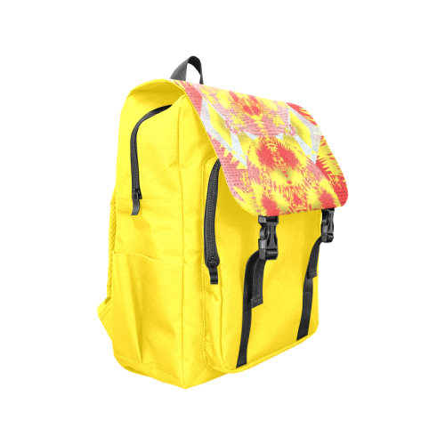 Ornate Oriental Golen Yellow Pink Red Mix Pattern Casual Shoulders Backpack (Model 1623)