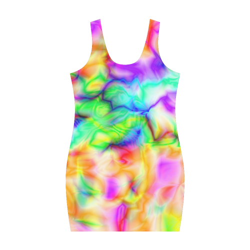 tie dye tropical colorful pattern ZT08 Medea Vest Dress (Model D06)