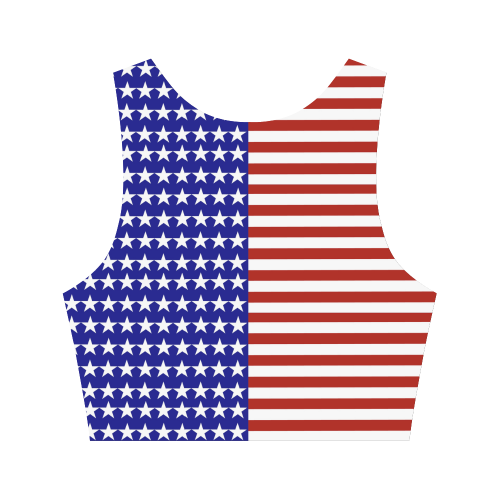 USA Patriotic Stars & Stripes Women's Crop Top (Model T42)