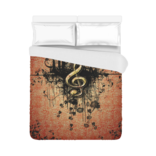 Decorative clef with floral elements and grunge Duvet Cover 86"x70" ( All-over-print)