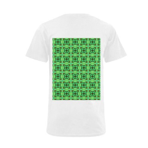 Green Gold Moroccan Lattice Diamonds Quilt Men's V-Neck T-shirt  Big Size(USA Size) (Model T10)