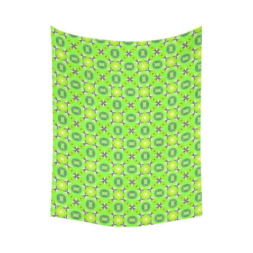 Vibrant Abstract Tropical Lime Foliage Lattice Cotton Linen Wall Tapestry 80"x 60"