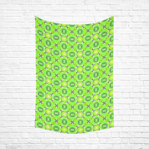 Vibrant Abstract Tropical Lime Foliage Lattice Cotton Linen Wall Tapestry 60"x 90"