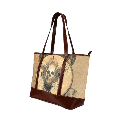 Awesome skull with wings and grunge Tote Handbag (Model 1642)