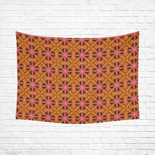Peach Lattice Abstract Pink Snowflake Star Cotton Linen Wall Tapestry 80"x 60"