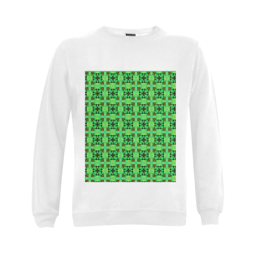 Green Gold Moroccan Lattice Diamonds Quilt Gildan Crewneck Sweatshirt(NEW) (Model H01)