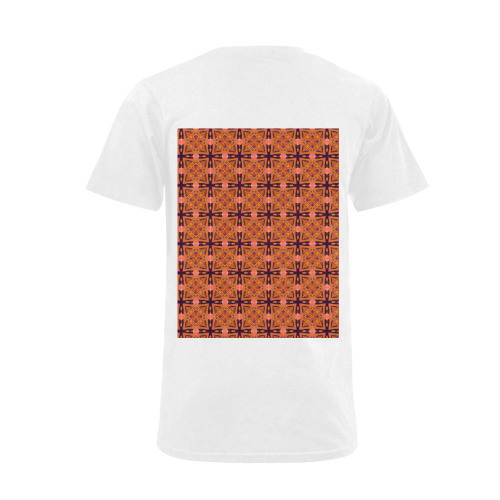 Peach Purple Abstract Moroccan Lattice Quilt Men's V-Neck T-shirt  Big Size(USA Size) (Model T10)