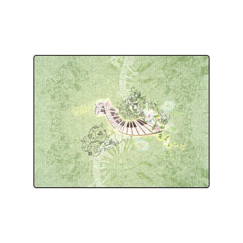Wonderful piano with flowers on green background Blanket 50"x60"