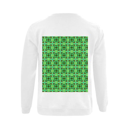 Green Gold Moroccan Lattice Diamonds Quilt Gildan Crewneck Sweatshirt(NEW) (Model H01)