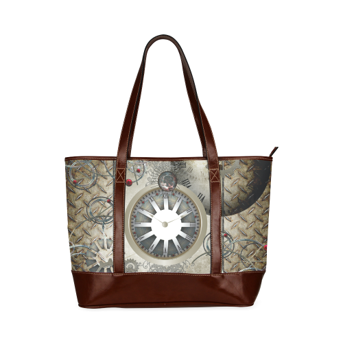 Steampunk, noble design, clocks and gears Tote Handbag (Model 1642)