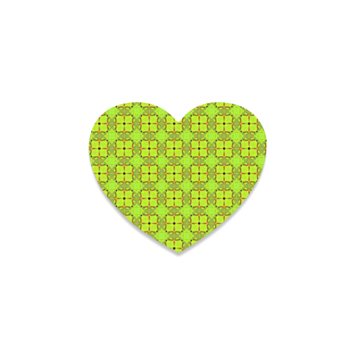 Lime Gold Geometric Squares Diamonds Heart Coaster