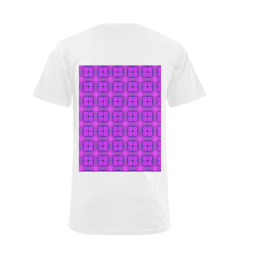 Abstract Dancing Diamonds Purple Violet Men's V-Neck T-shirt (USA Size) (Model T10)