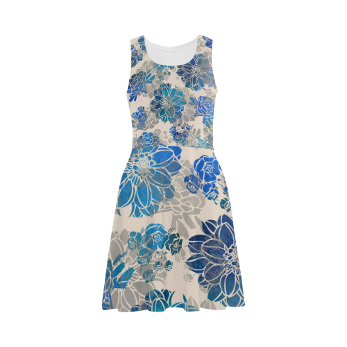 Flowers - Creme and Blue Atalanta Sundress (Model D04)