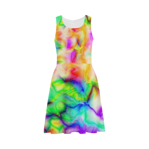 tie dye tropical colorful pattern ZT08 Atalanta Sundress (Model D04)