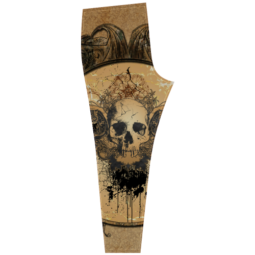 Awesome skull with wings and grunge Cassandra Women's Leggings (Model L01)