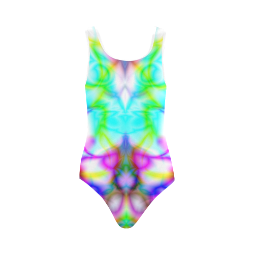 tropical abstract owl pattern colorful ZT07 Vest One Piece Swimsuit (Model S04)