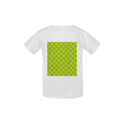 Lime Gold Geometric Squares Diamonds Kid's  Classic T-shirt (Model T22)