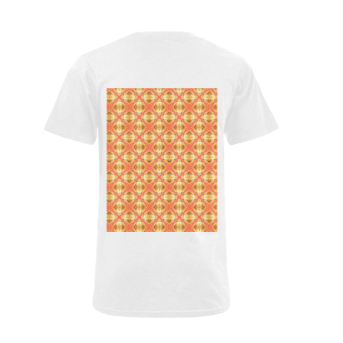 Peach Pineapple Abstract Circles Arches Men's V-Neck T-shirt (USA Size) (Model T10)